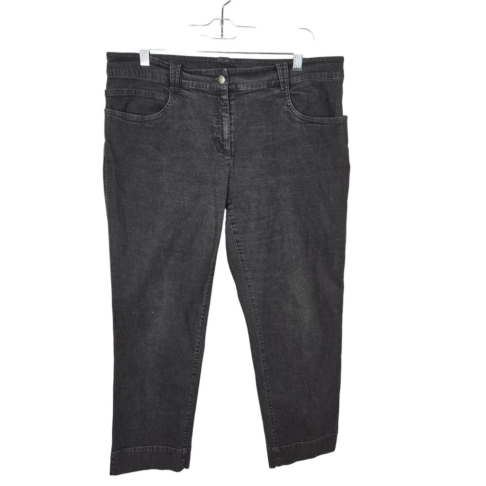 Eileen Fisher Womens Black Cropped Denim‎ Jeans Large Classic Casual Comfortable